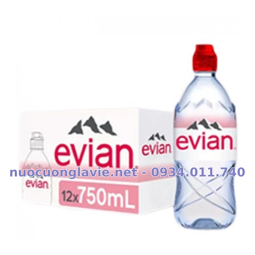 Nước Khoáng Evian 750ml (Evian Sport – Thùng 12 Chai) Của Pháp