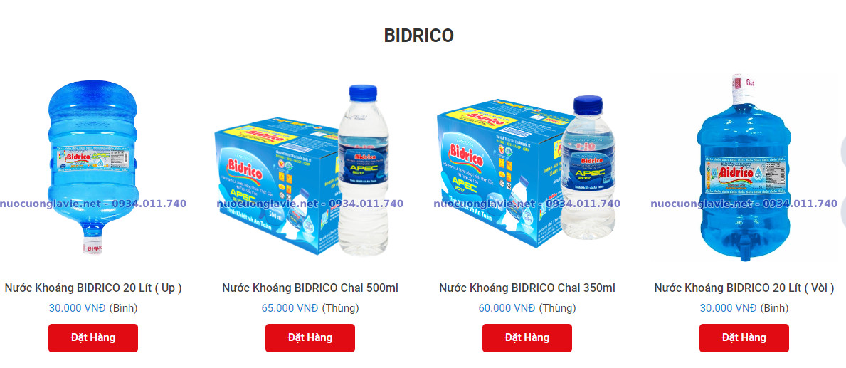 nước uống Bidrico 19 lít, 350 ml,500 ml